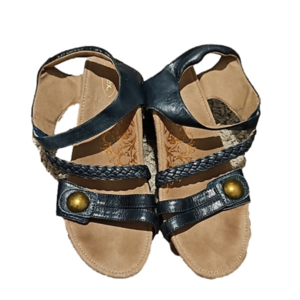 AETREX Naya Avril Braided Quarter Strap Wedge Sandal in dark green size 8.5 EUC